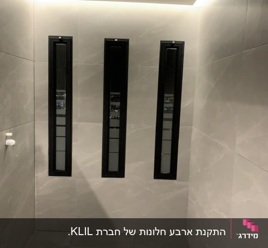 חלונות אלומיניום צרים עם מסגרות שחורות